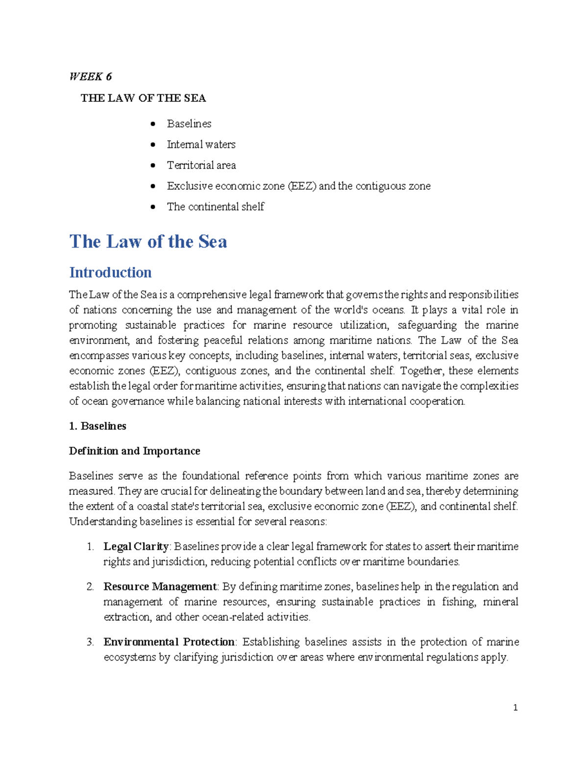 Week 6 - Law of the Sea Lecture Notes (INTL 101) - Studocu