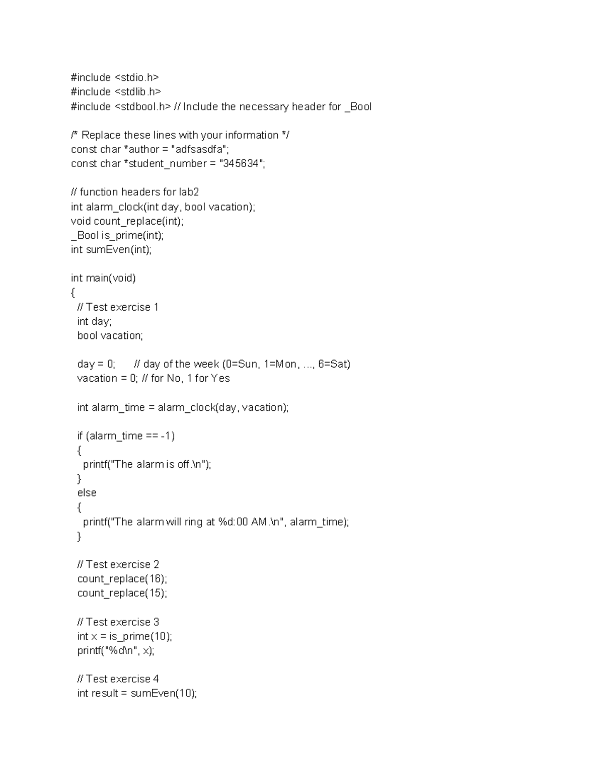 Sysc 2006 Lab 2 - Alarm Clock and FizzBuzz Implementations - Studocu