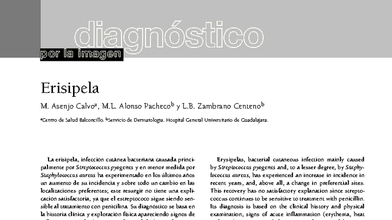 Diagnóstico y Epidemiología de la Erisipela: Un Estudio de Asenjo Calvo ...