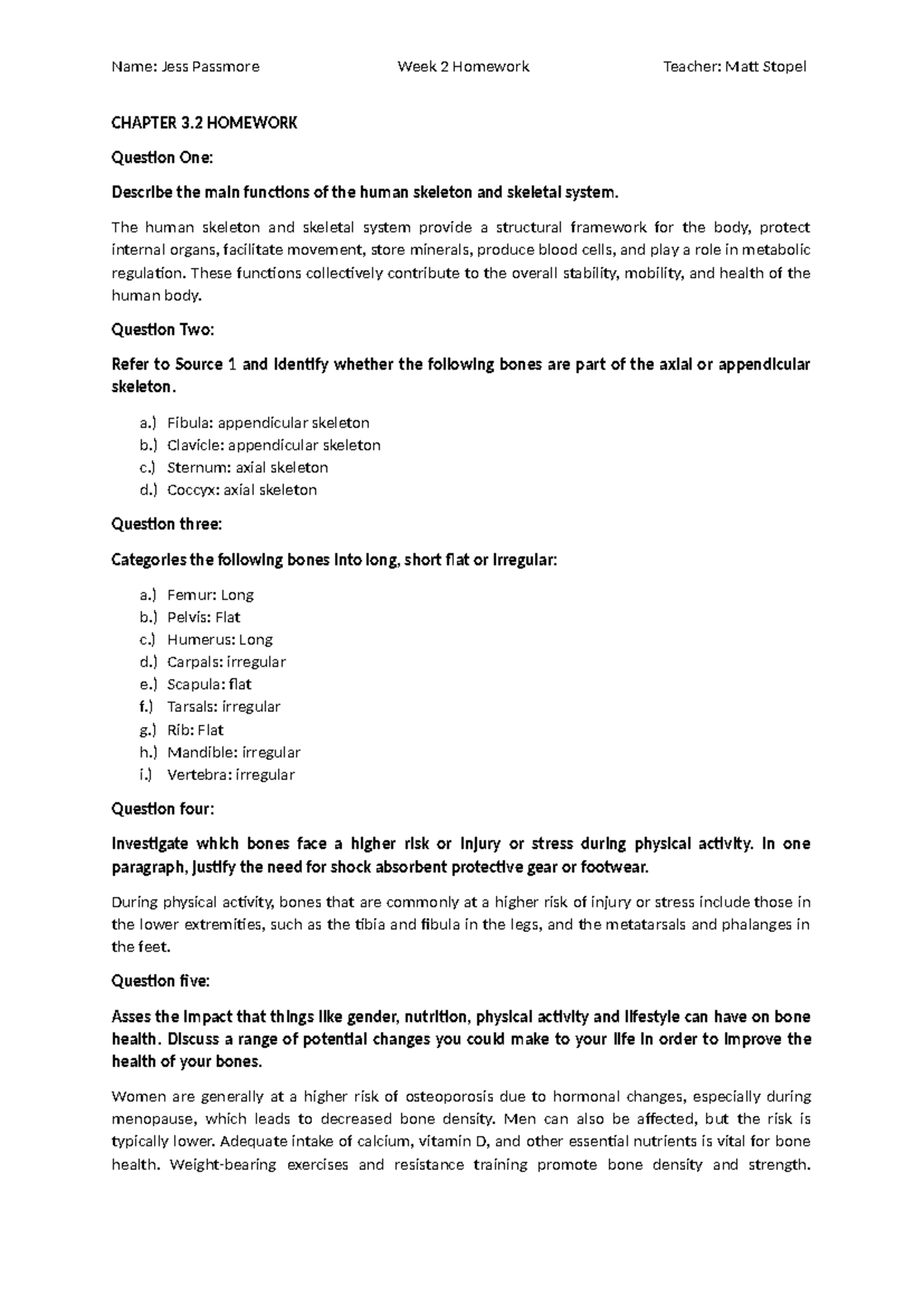 Chapter 3.2 WEEK 2 Homework on Human Skeleton Functions - Studocu