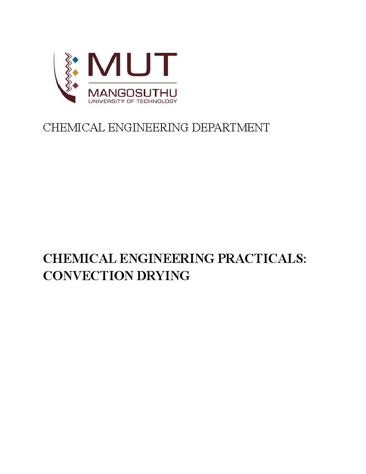 Final Practical Report on Convection Drying - CHEM ENG 101 - Studocu