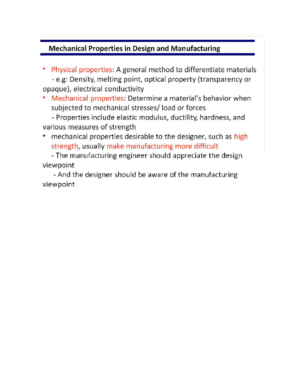 MECH 202: Mechanical Properties in Design & Manufacturing Overview ...
