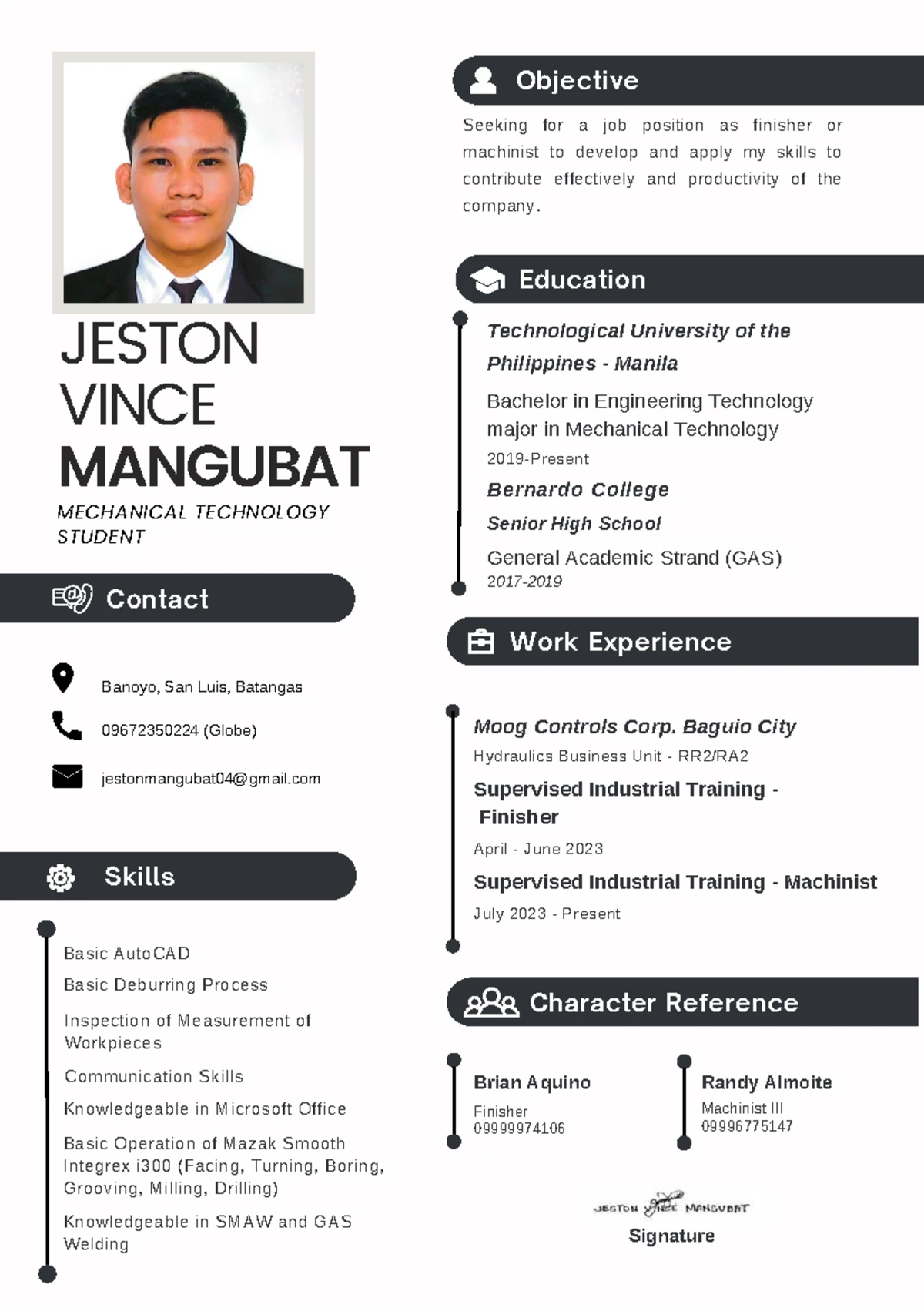 Gamboa, Almarie Jonara M. Comprehensive Resume for Mechanical Eng. Tech ...