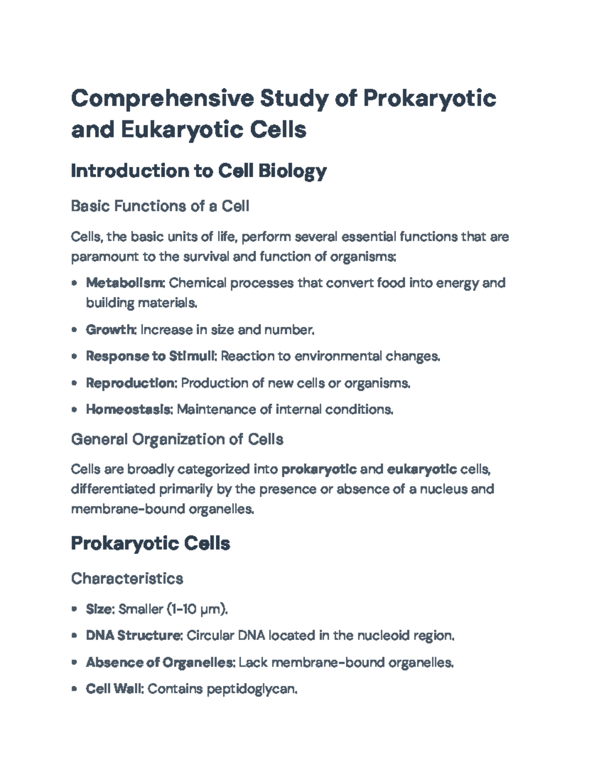 Comprehensive Study on Prokaryotic and Eukaryotic Cells - Comprehensive ...
