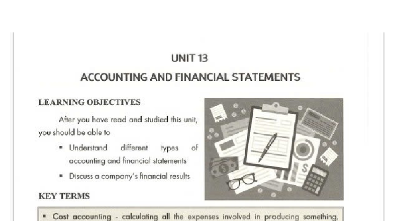 UNIT 13 Thầy Bình - UNIT 13 ACCOUNTING AND FINANCIAL STATEMENTS ...