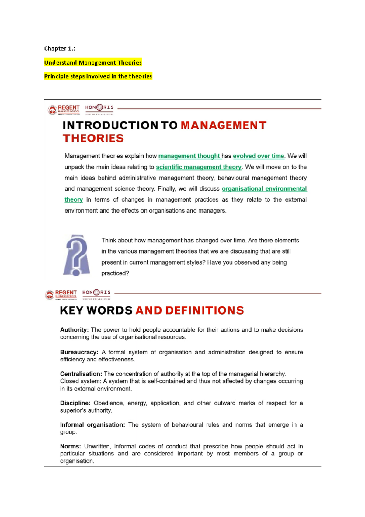 Exam preparation Management - Chapter 1.: Understand Management ...