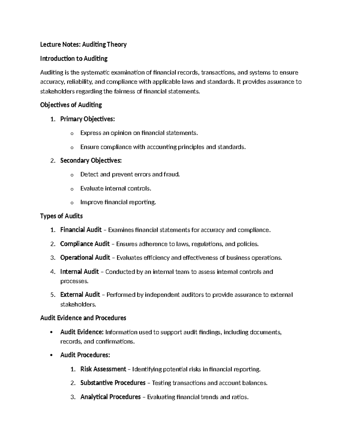 Auditing Theory - dddddgg - Lecture Notes: Auditing Theory Introduction ...