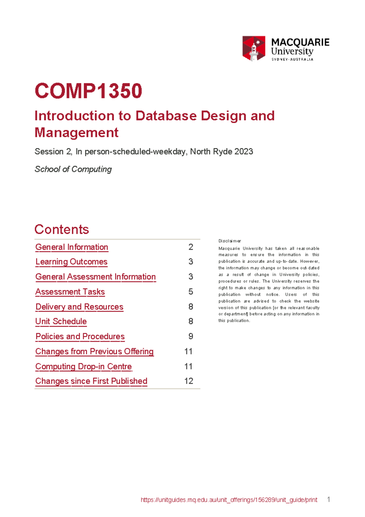 Unit Guide COMP1350 2023 Session 2, In person-scheduled-weekday, North ...