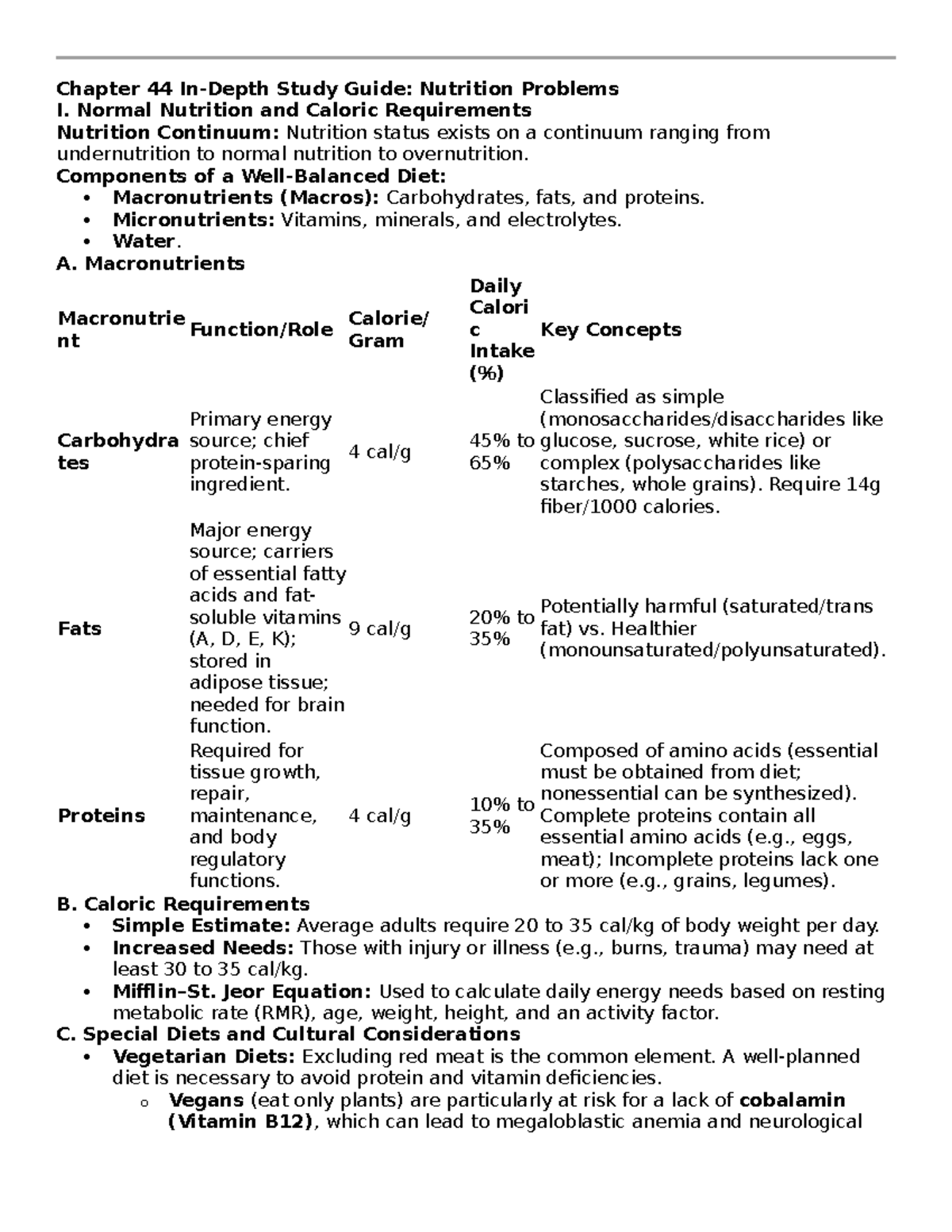 Chapter 44 Study Guide LM: Understanding Nutrition Problems and ...