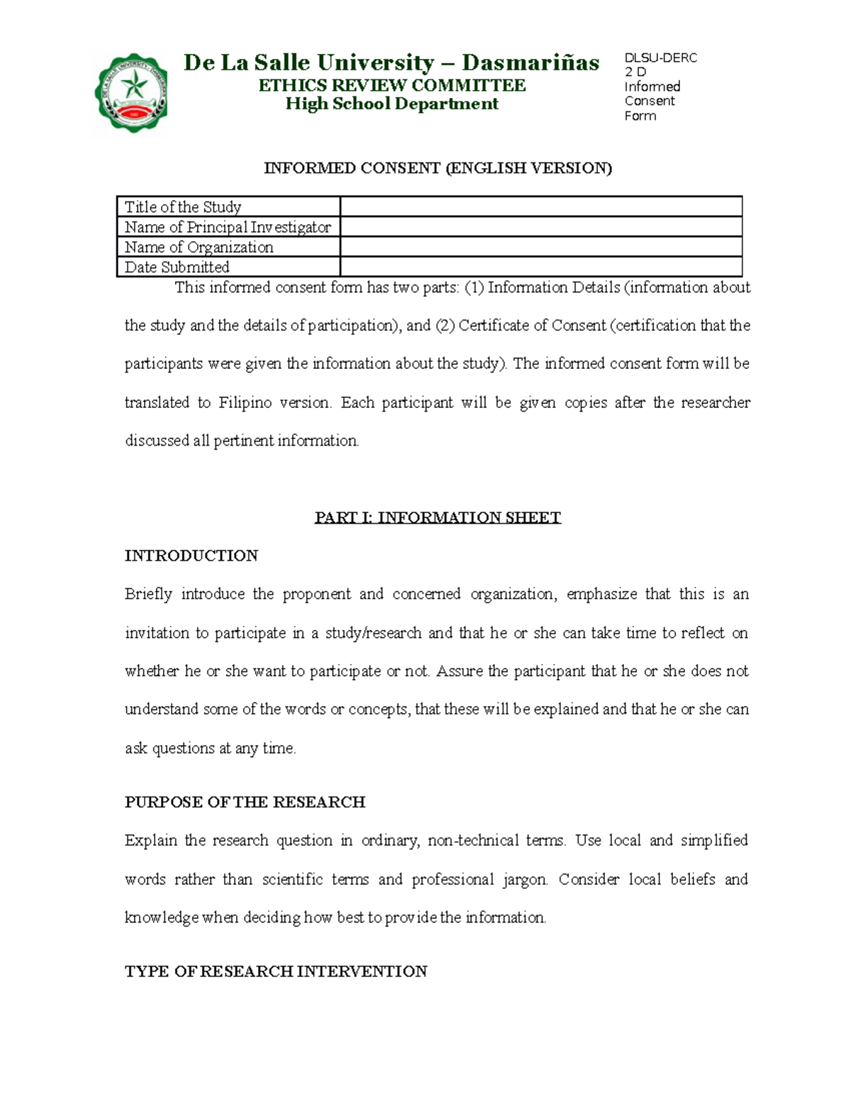 Informed Consent Research Ethics
