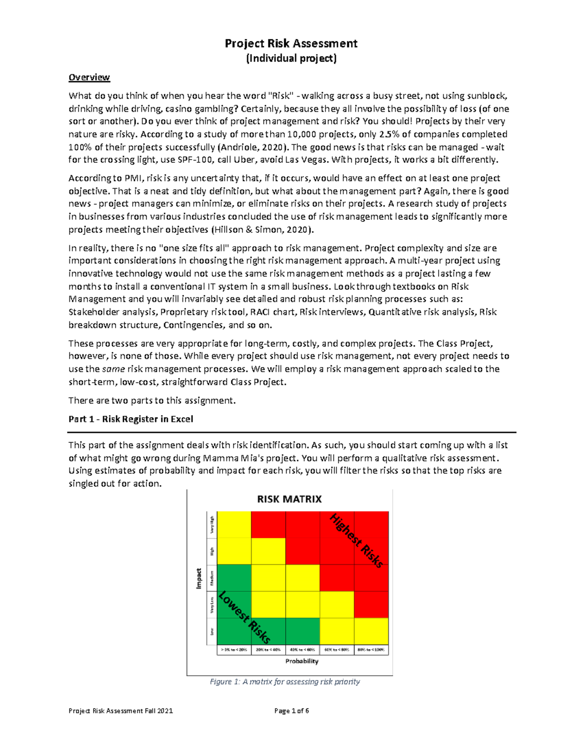 Class Project: Risk Assessment Strategies and Management Techniques ...