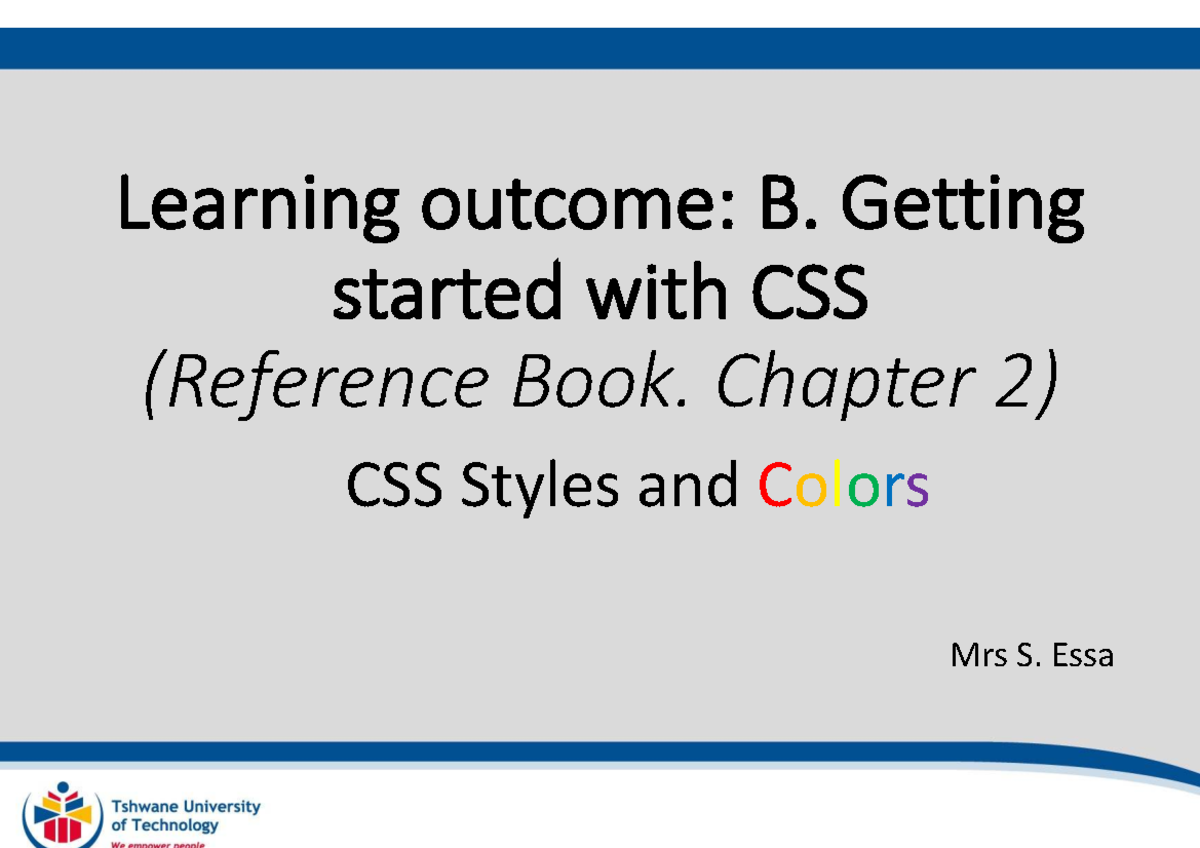 CSS Styles and Colors: Learning Outcomes for ICT 101 - Chapter 2 - Studocu