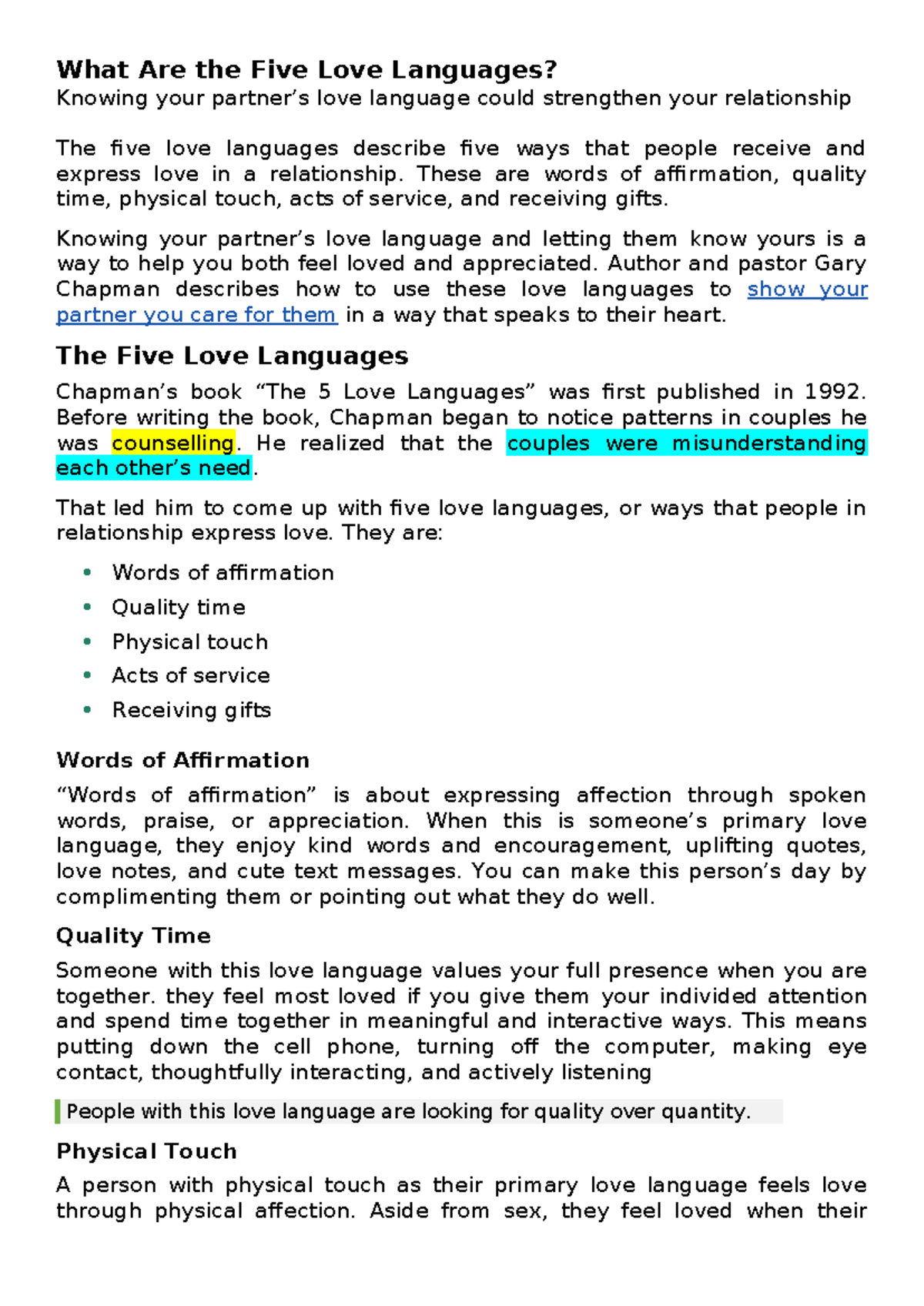 Understanding the Five Love Languages: A Guide to Relationship ...