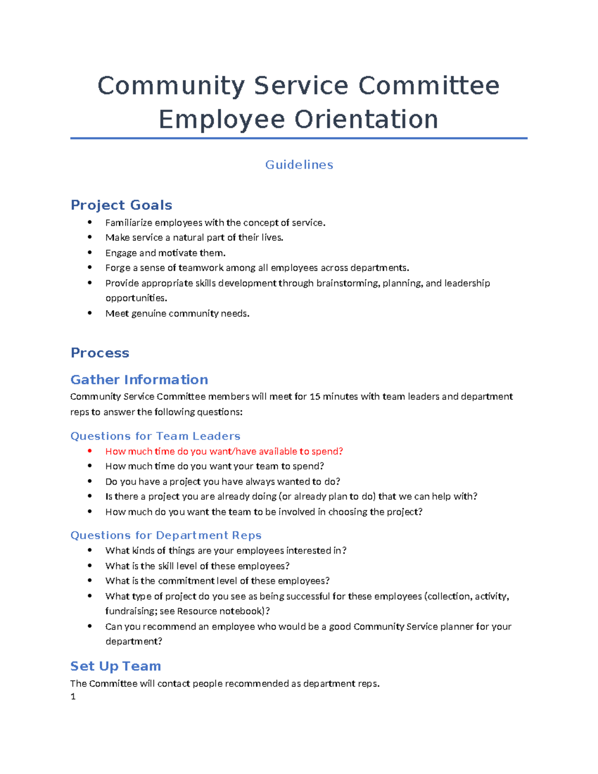 BT_THVPNC Community Service Committee Employee Orientation Guidelines ...