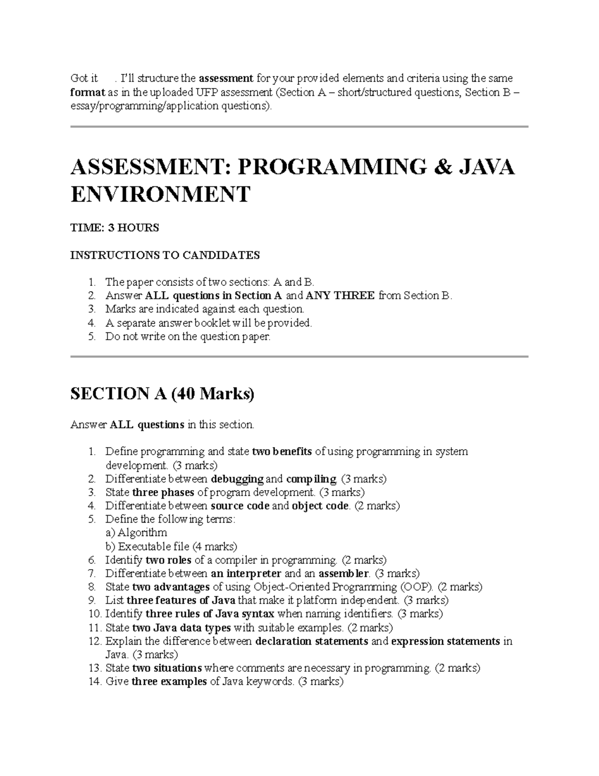 PCN 1 - Java Programming Assessment Structure and Guidelines - Studocu