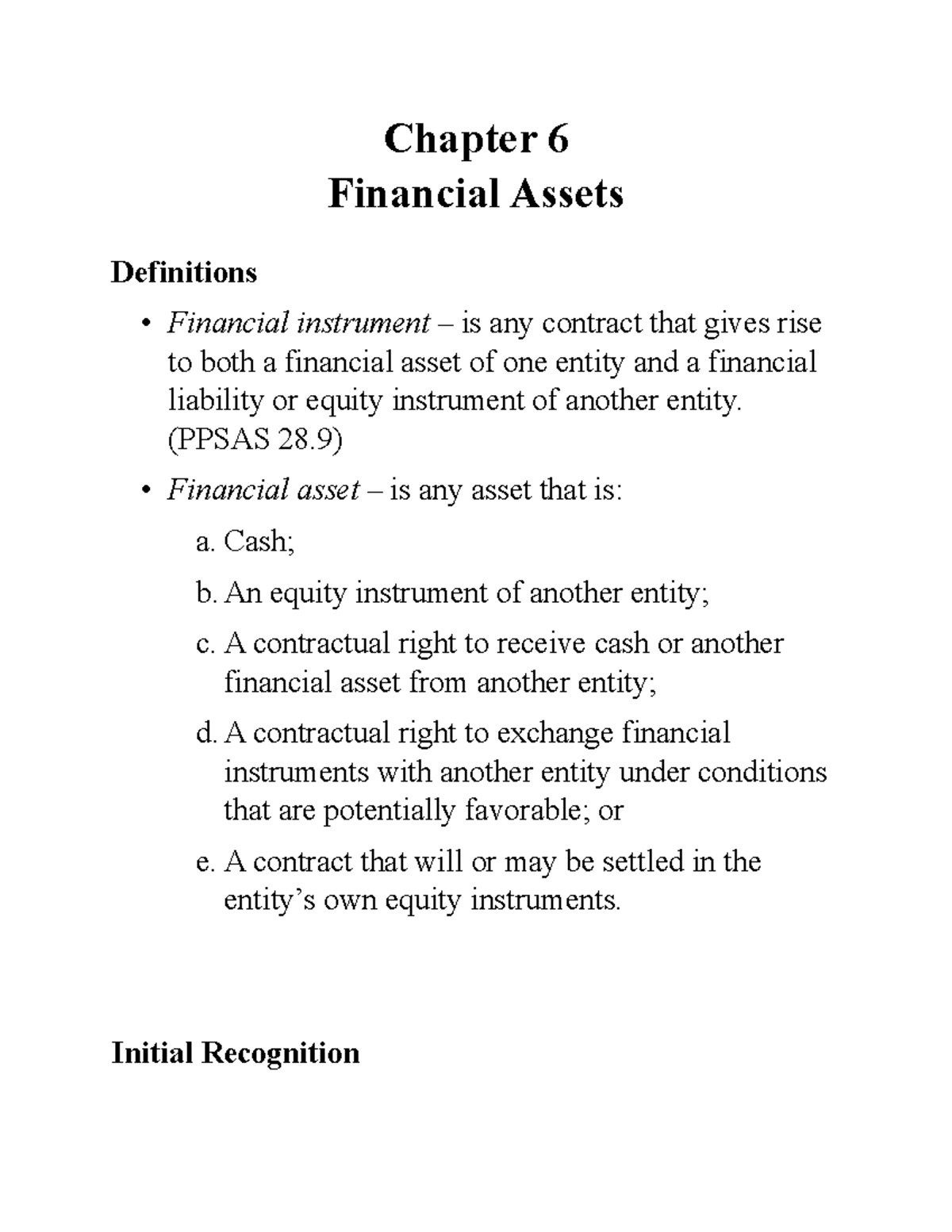Chapter 6 Lecture Notes: Understanding Financial Assets and Derivatives ...