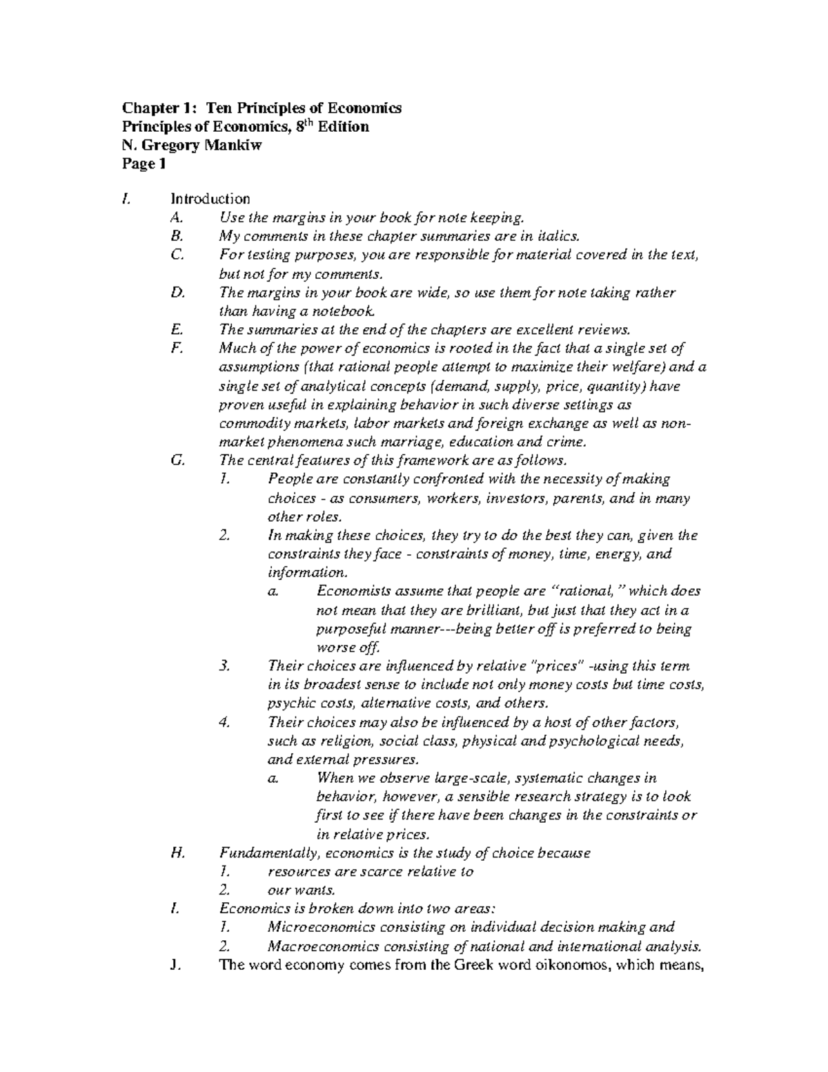 Econ 101: Comprehensive Notes on Economic Principles and Choices - Studocu