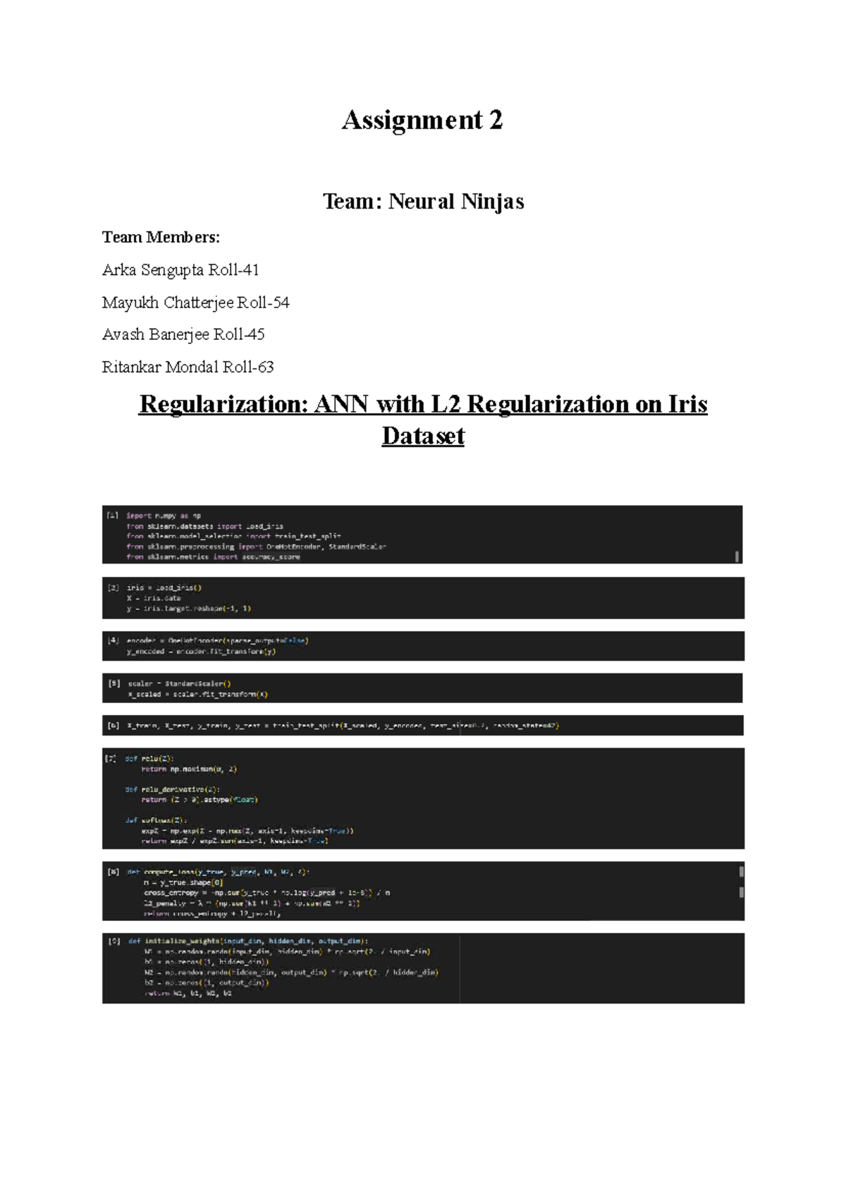 Assignment 2: L2 Regularization in ANN on Iris Dataset (Deep Learning ...