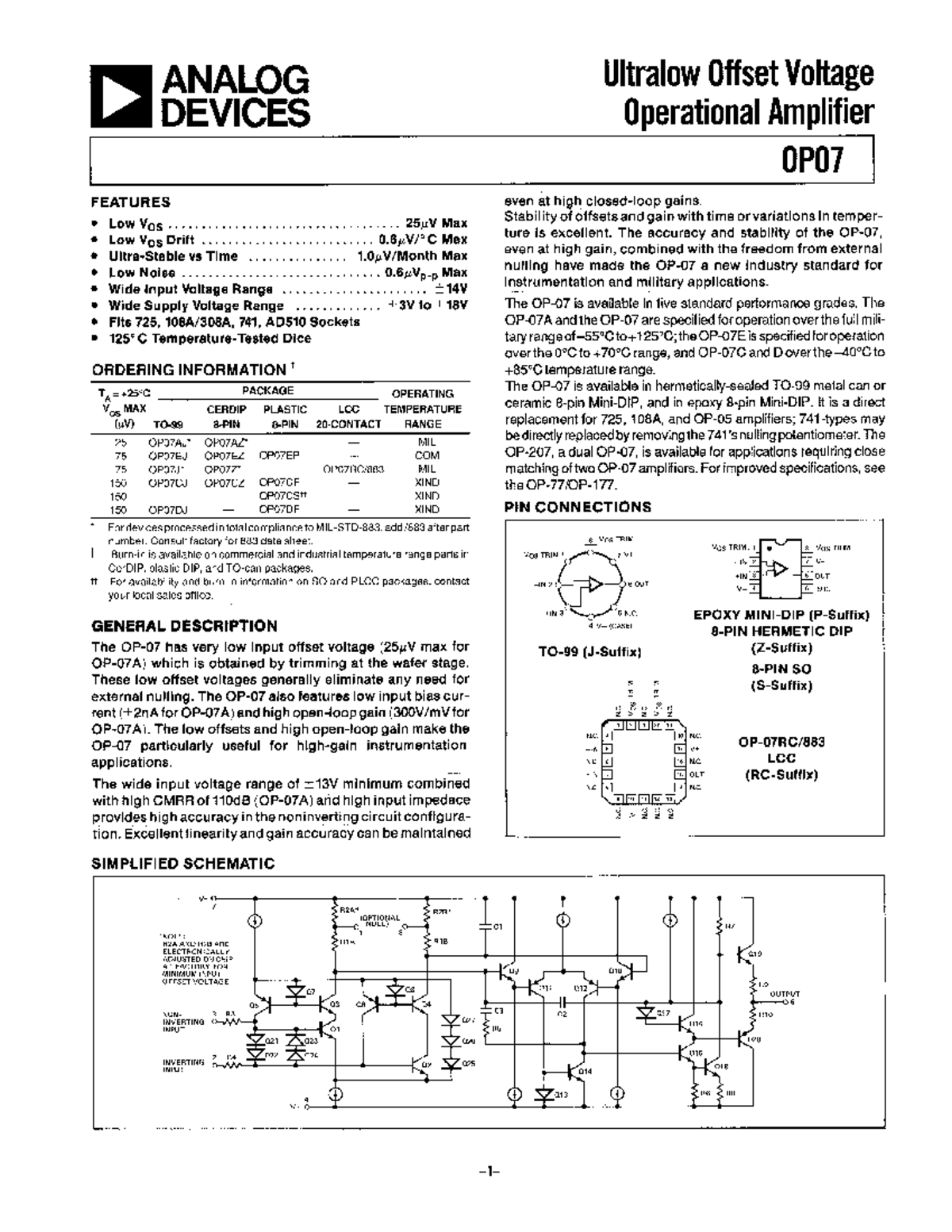 OP07 Operational Amplifier: Features, Characteristics, and Applications ...