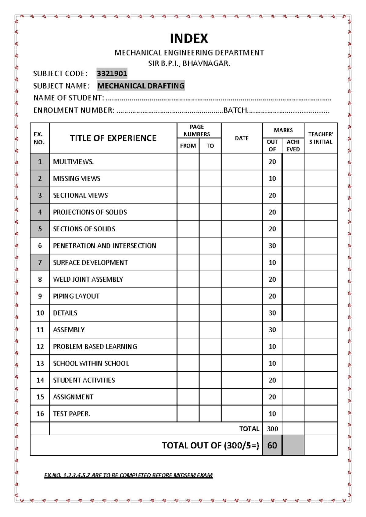 TW DATA Mechanical Drafting - INDEX MECHANICAL ENGINEERING DEPARTMENT ...