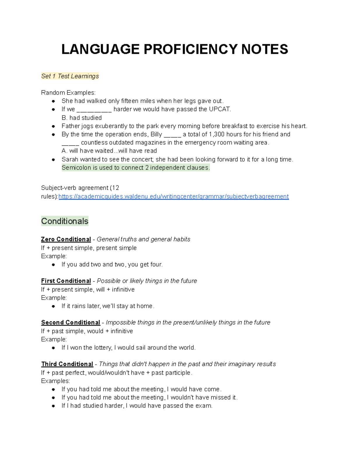 [UPCATE] Language Proficiency Notes: Key Learnings and Examples - Studocu