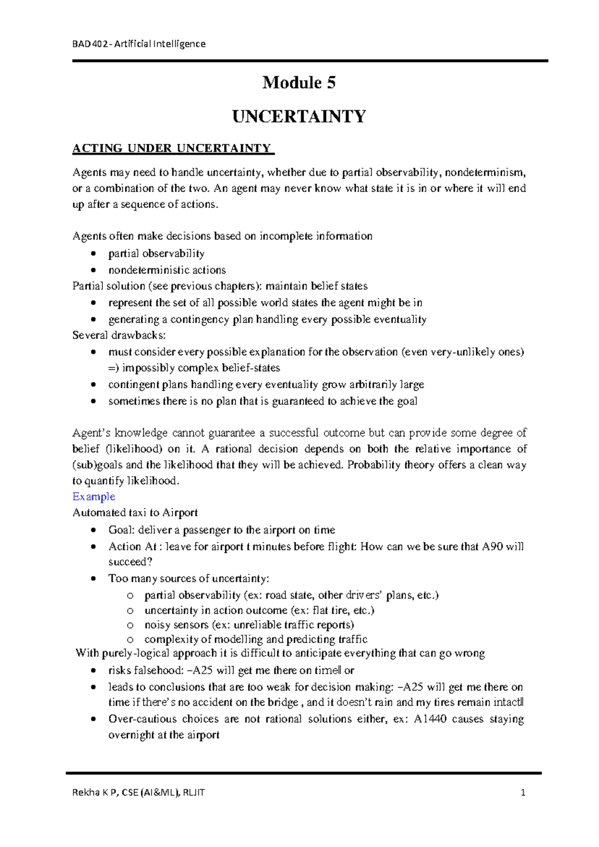 AI BAD402 M5 - Uncertainty in Decision Making and Probability Theory ...