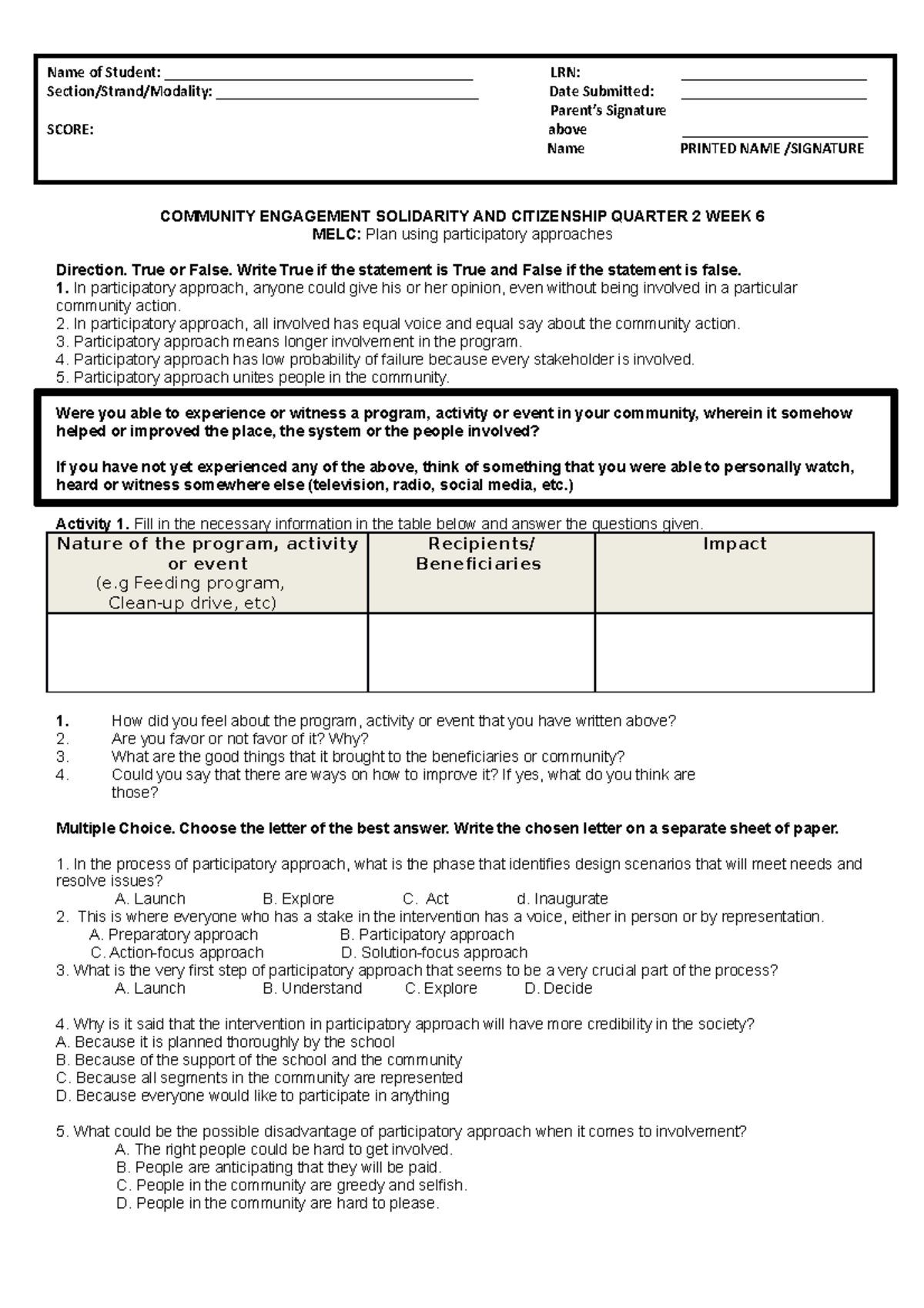 CESC Revised Week 6 Q2 - CESC - COMMUNITY ENGAGEMENT SOLIDARITY AND ...
