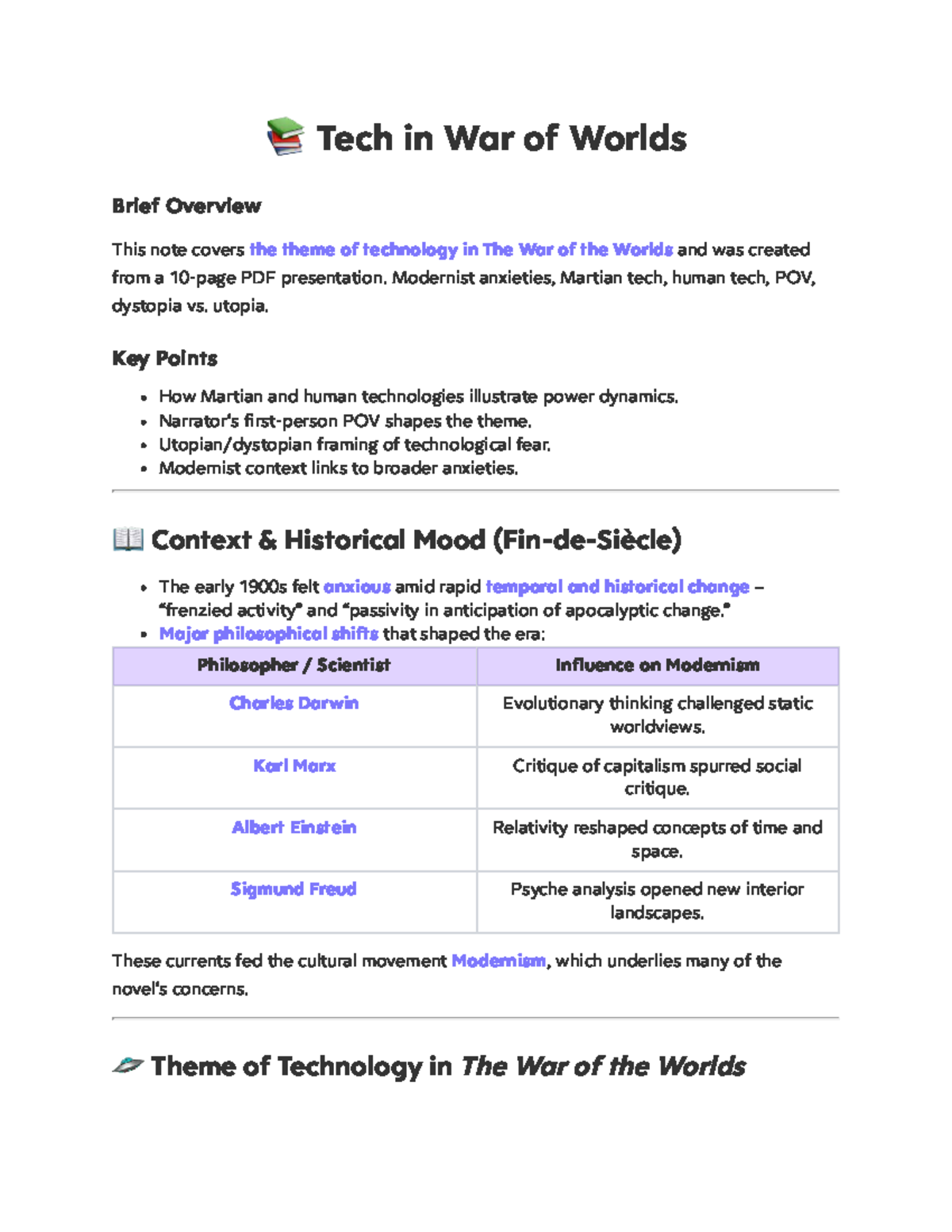 ENG 2071 Lecture 7-8: Tech Themes in The Time Machine & War of the ...