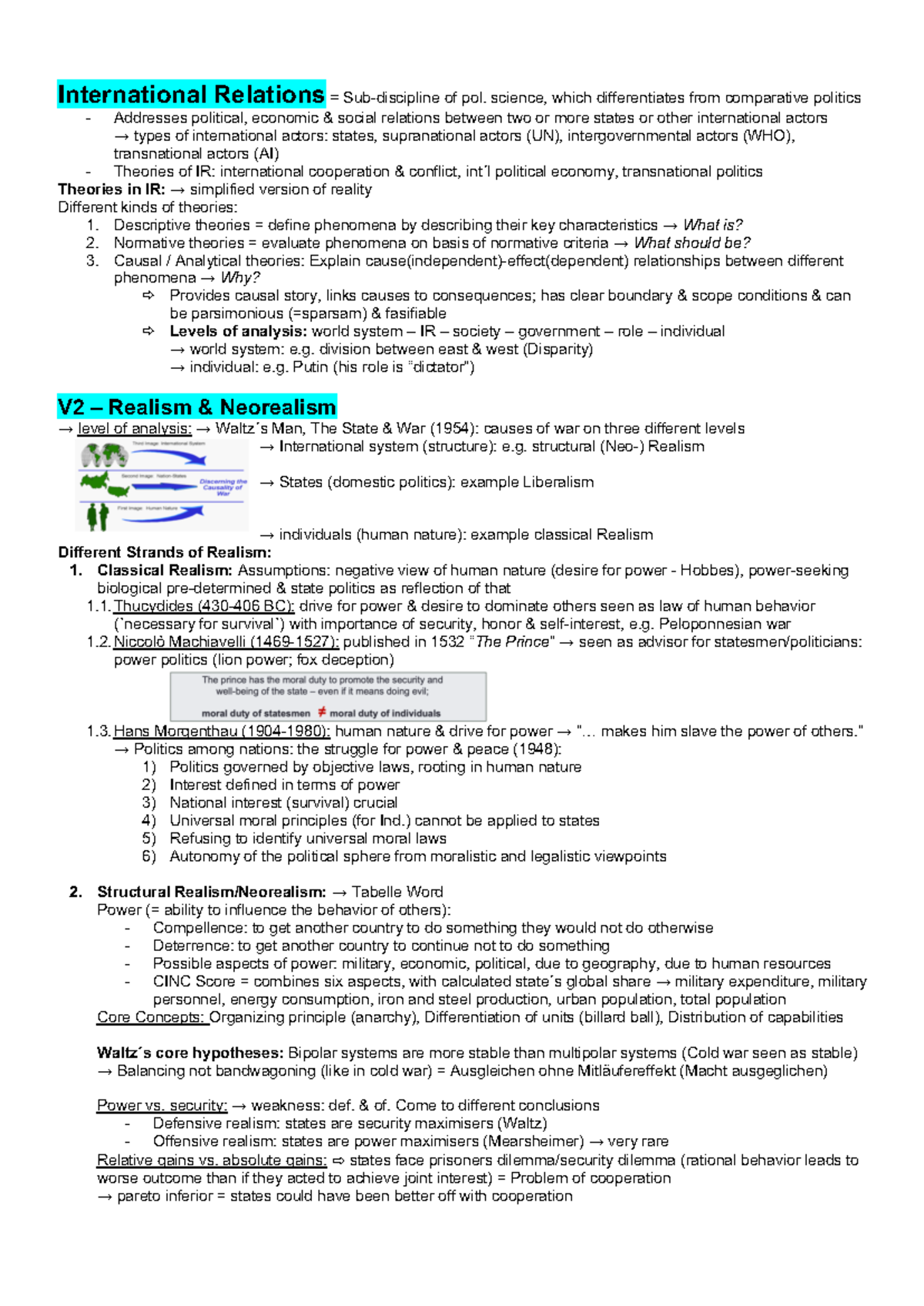 IR Theories and Concepts - Winter Semester Study Notes - Studocu