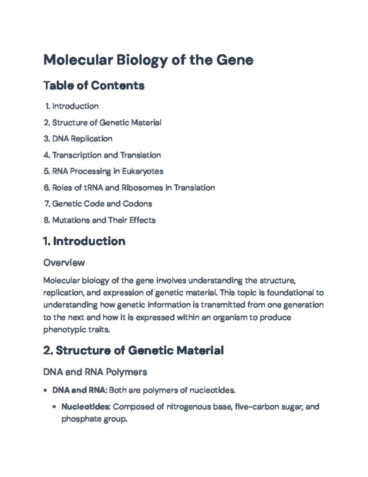 Molecular Biology Overview: Gene Structure, Replication & Expression ...