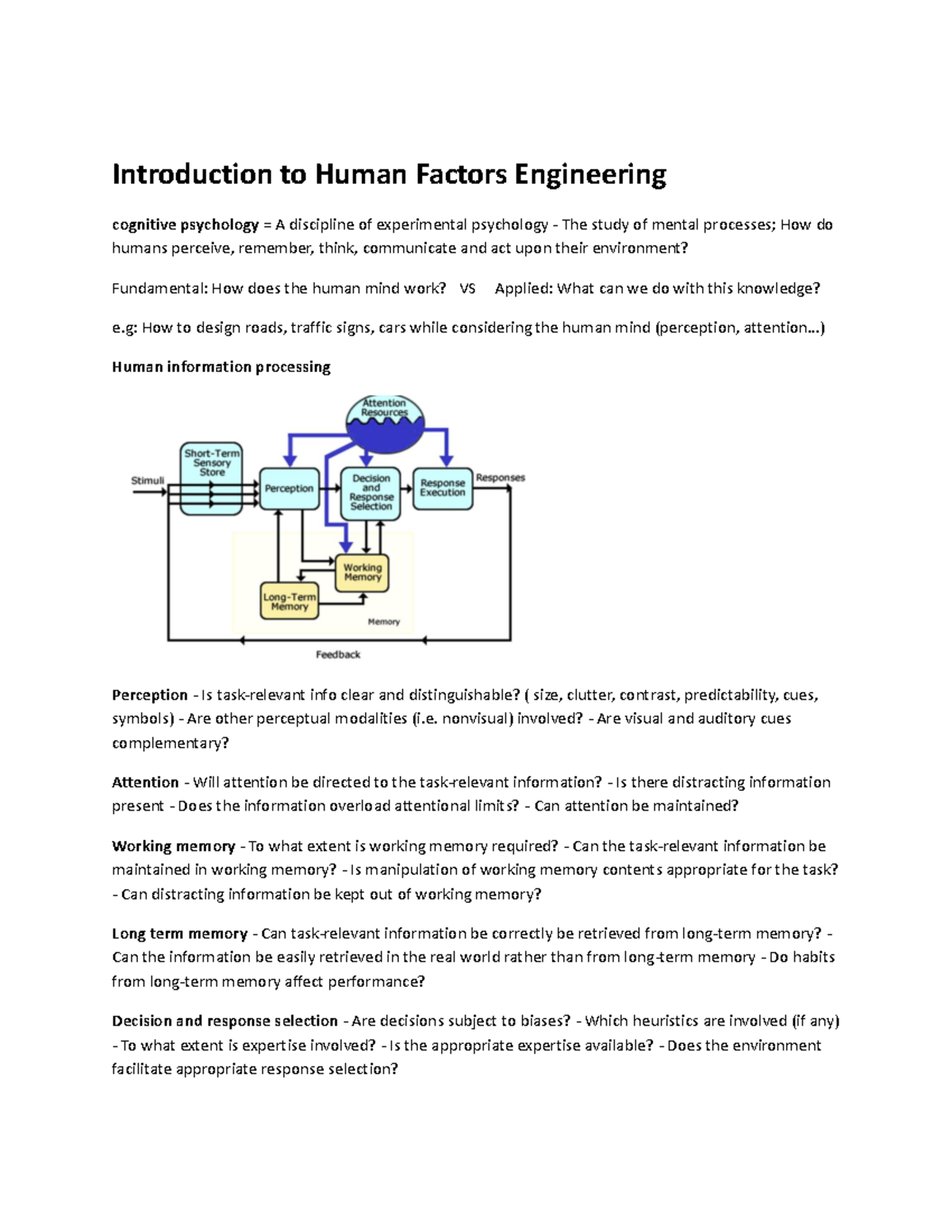 Cognitive Psychology 241017: Introduction to Human Factors Engineering ...