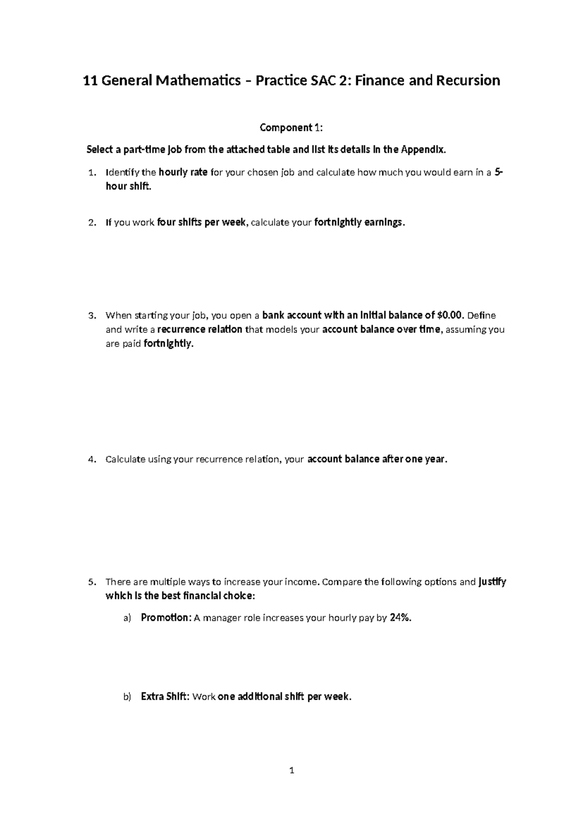 11 General Mathematics Practice SAC 2 Finance and Recursion v2 - 11 ...
