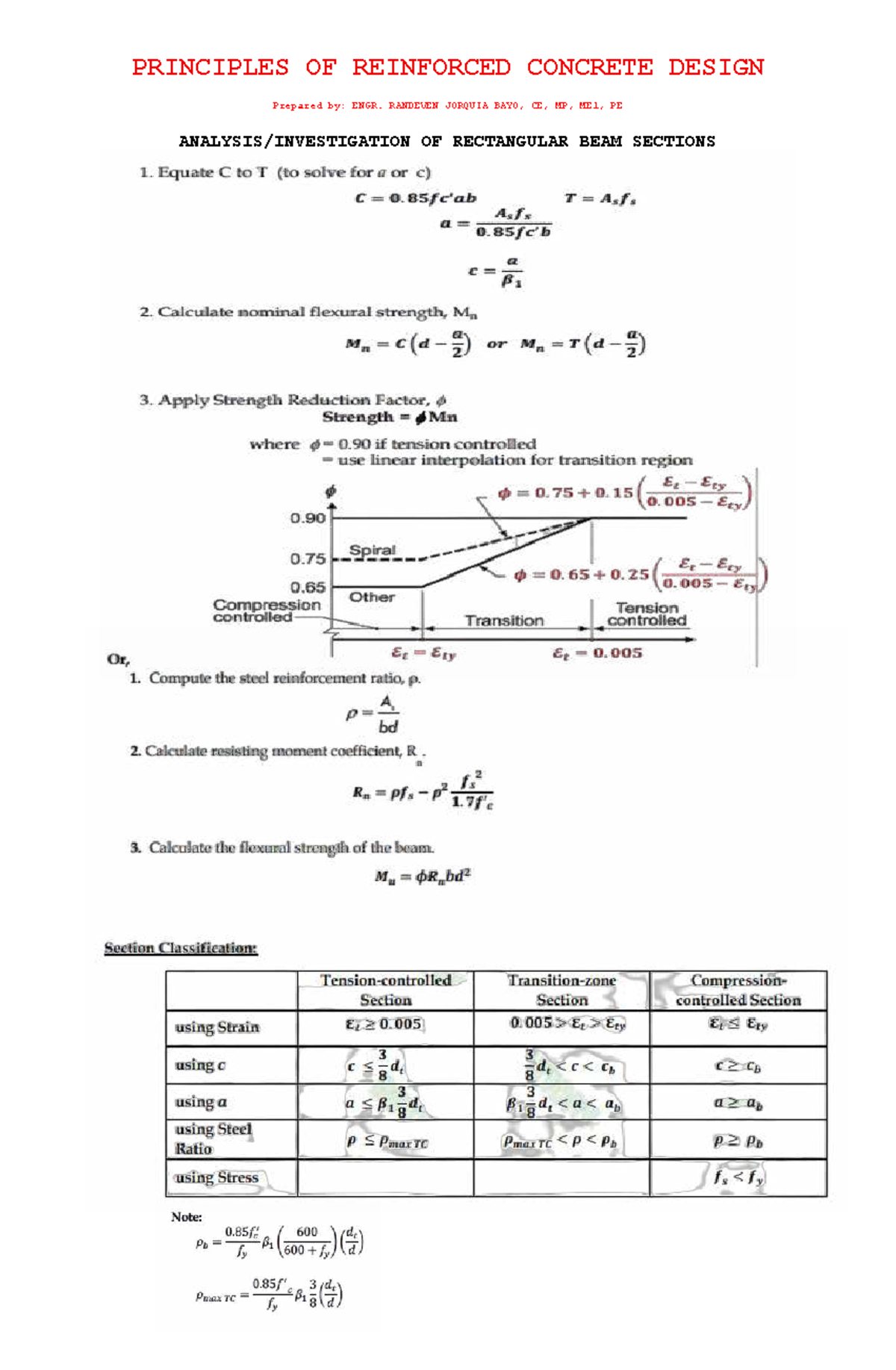 RC Beam Analysis: Lecture 3 on Reinforced Concrete Design - Studocu