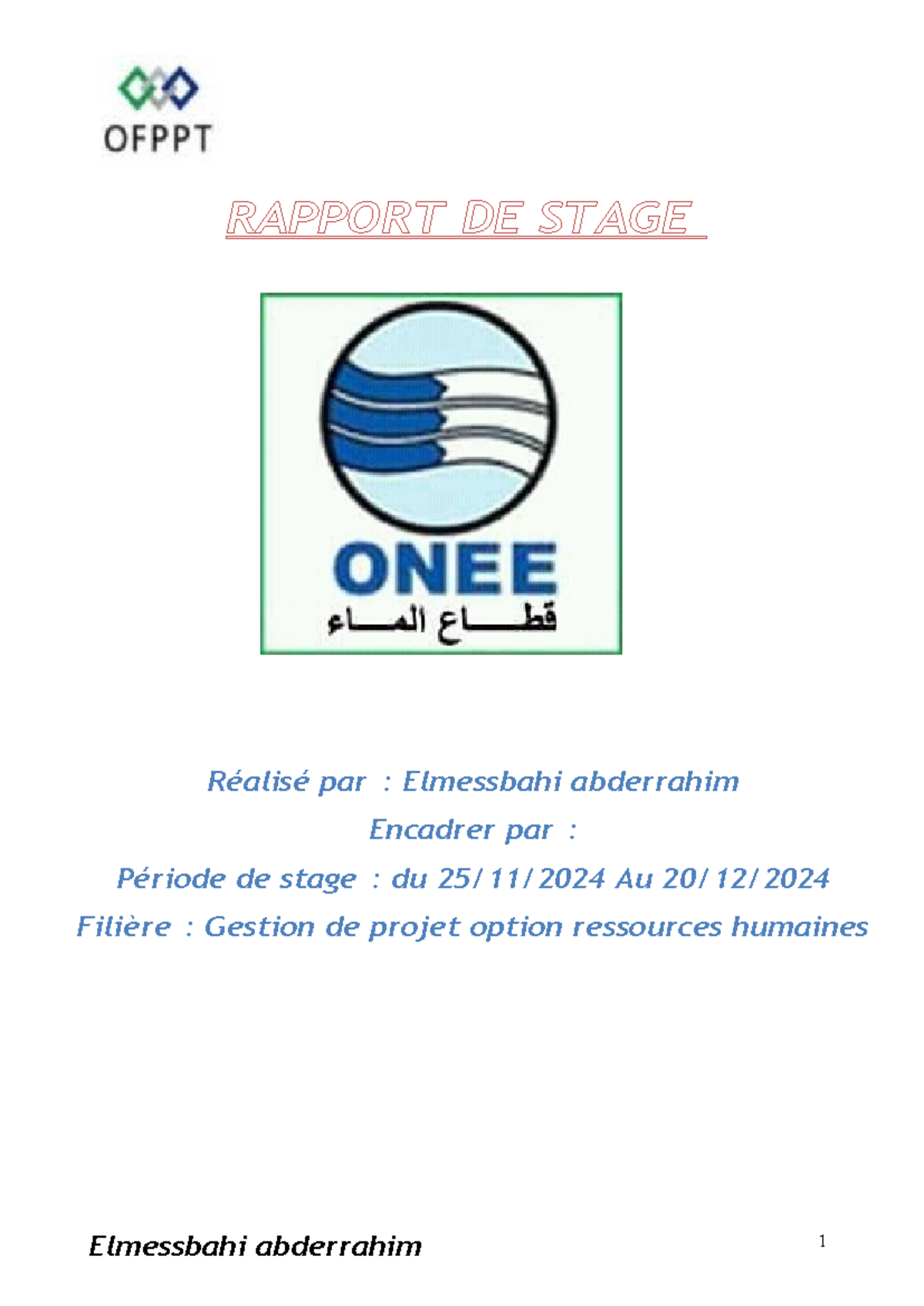 Rapport de Stage RH - Gestion de Projet en Ressources Humaines - Studocu