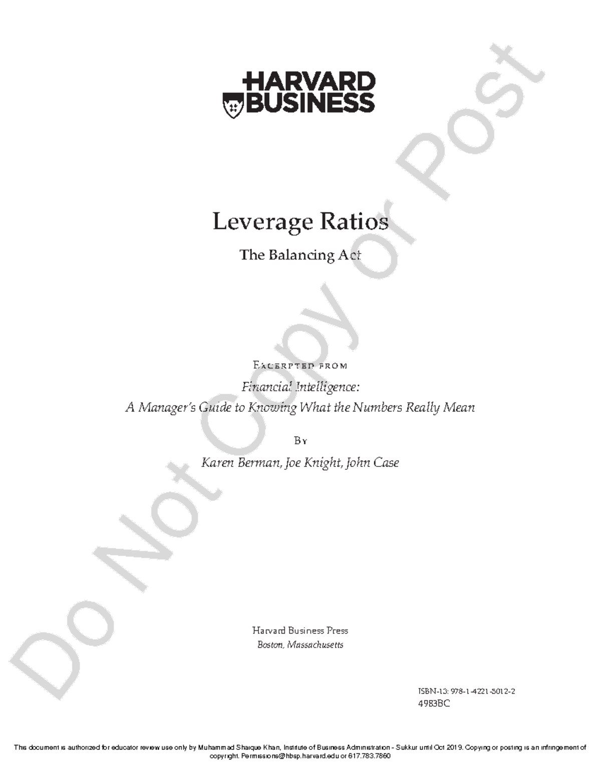 Leverage Ratio - Lecture Notes 1: Understanding Financial Dynamics ...