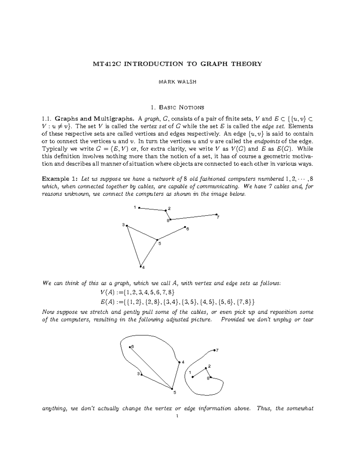 MT412C Lecture Notes on Graph Theory: Basics and Examples - Studocu