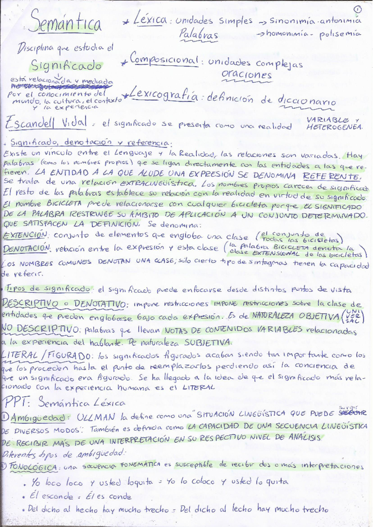 Apuntes G4 1° Cuatrimestre: Semántica Lexical y Significado - Studocu