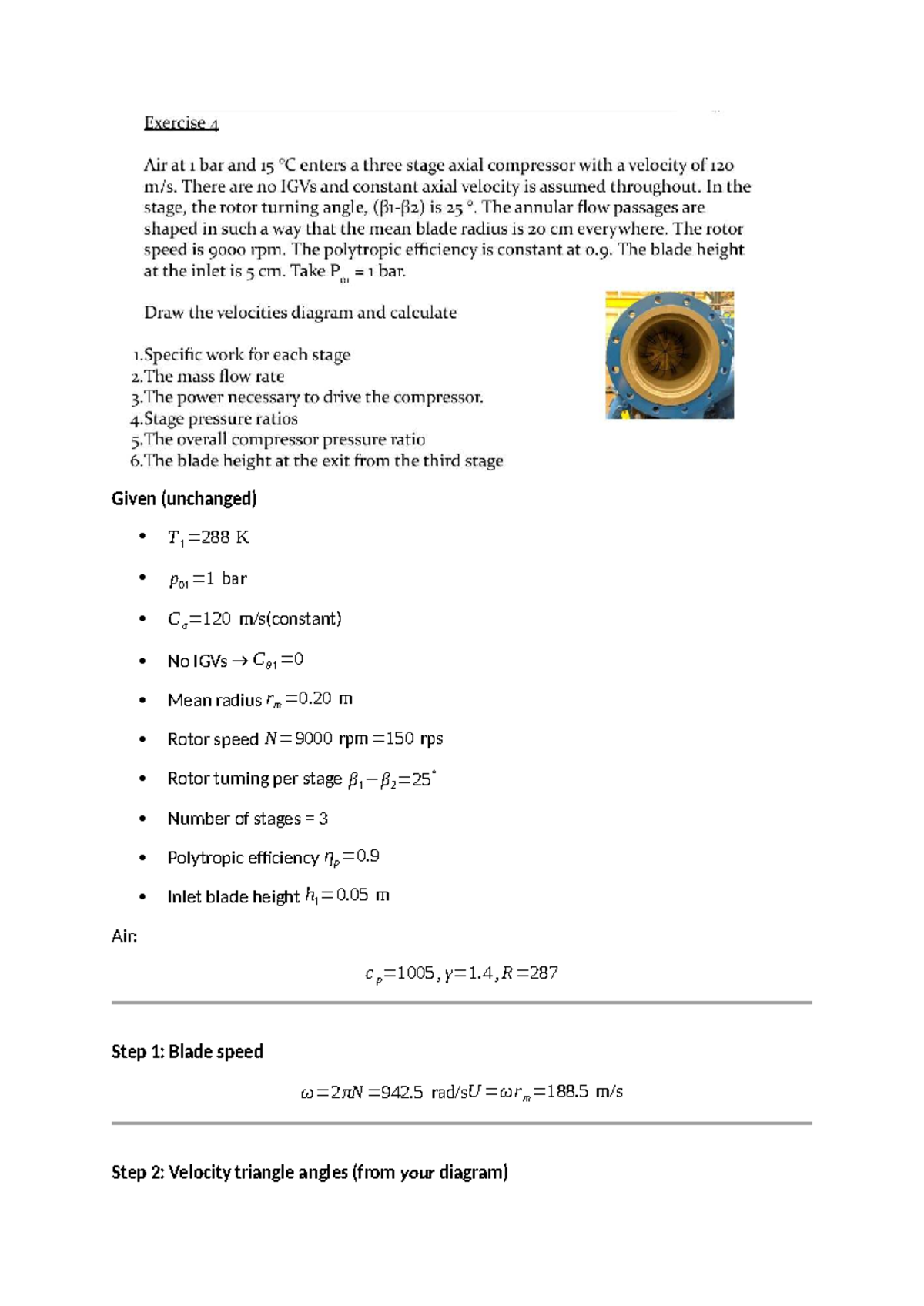 Axial Compressor & Turbine Questions (ENGR 101) - Completed Analysis ...