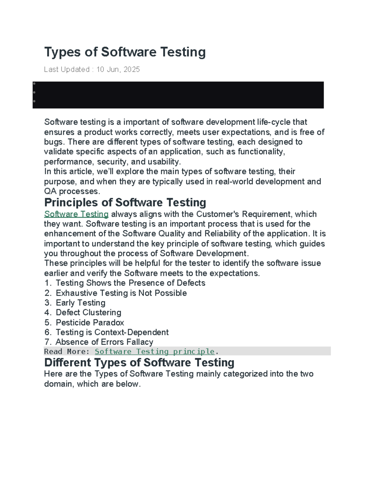 Types of Software Testing: A Comprehensive Guide - Studocu