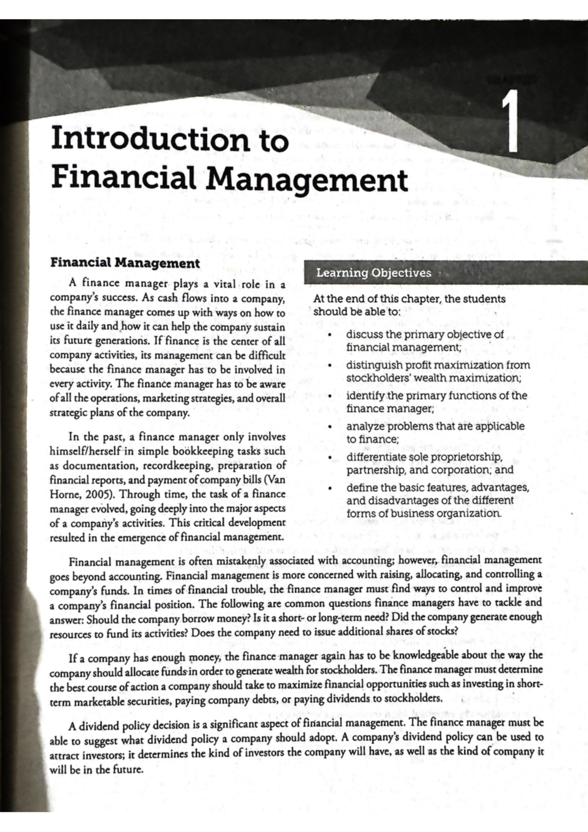 FINMA 1 - Chapter 1: Introduction to Financial Management Lectures ...