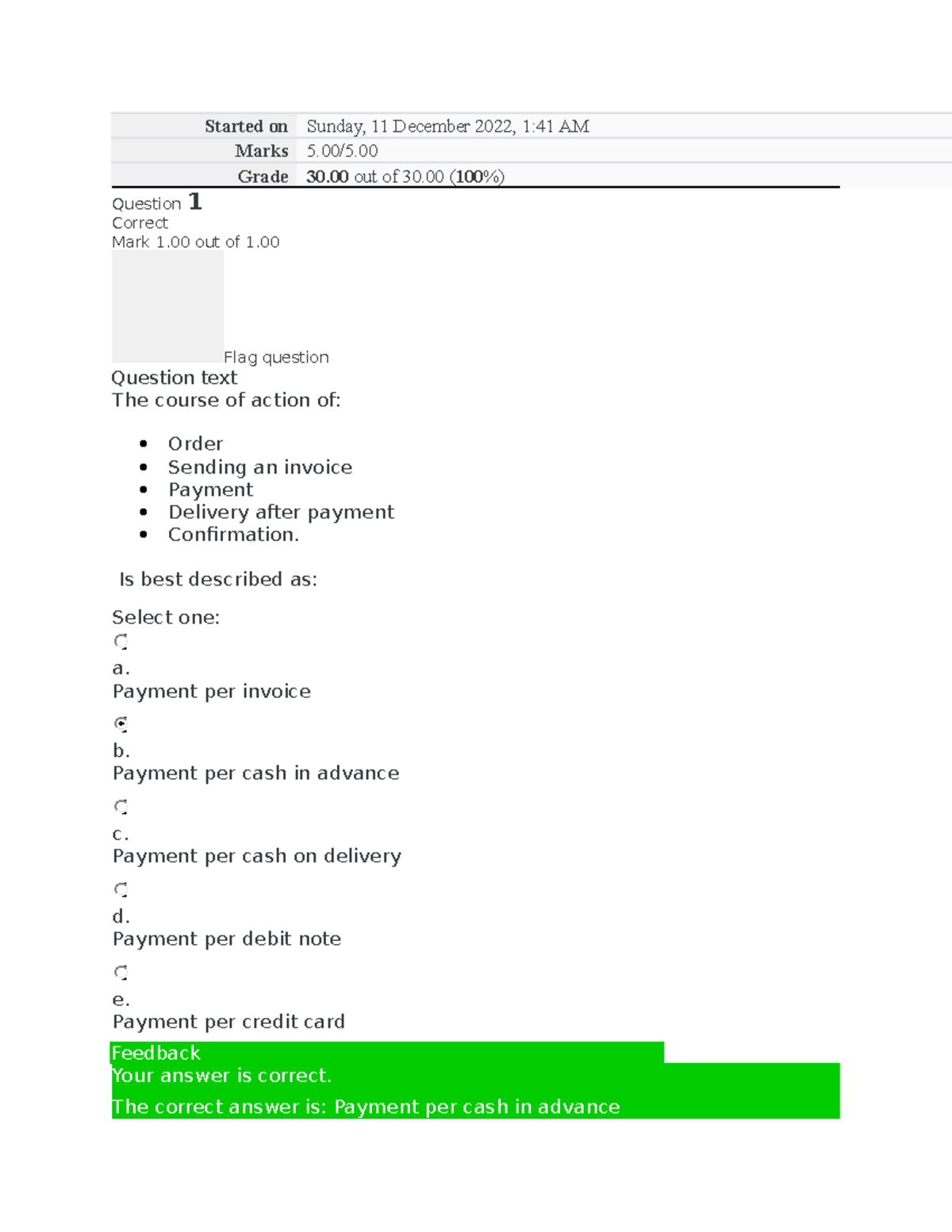 BUS 2202 Self Quiz Unit 5 - Started on Sunday, 11 December 2022, 1:41 ...