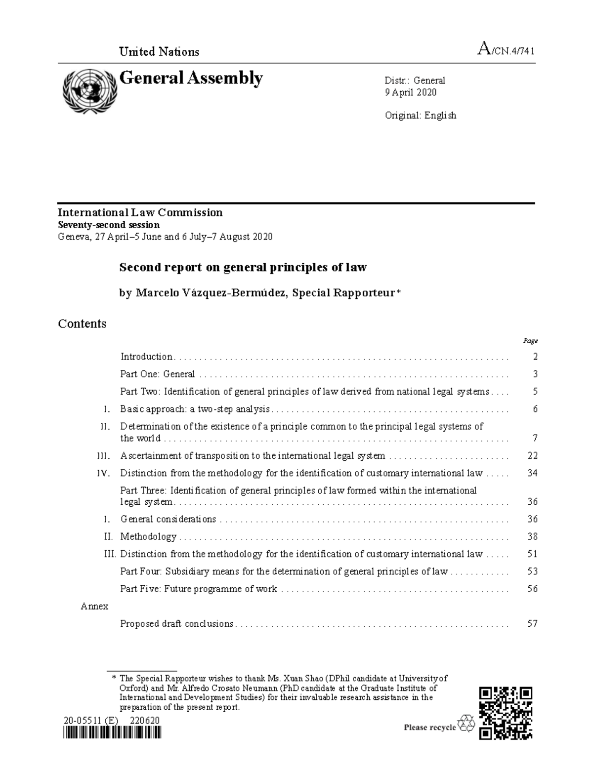 Second Report on General Principles of Law - ILC Session 2020 - Studocu
