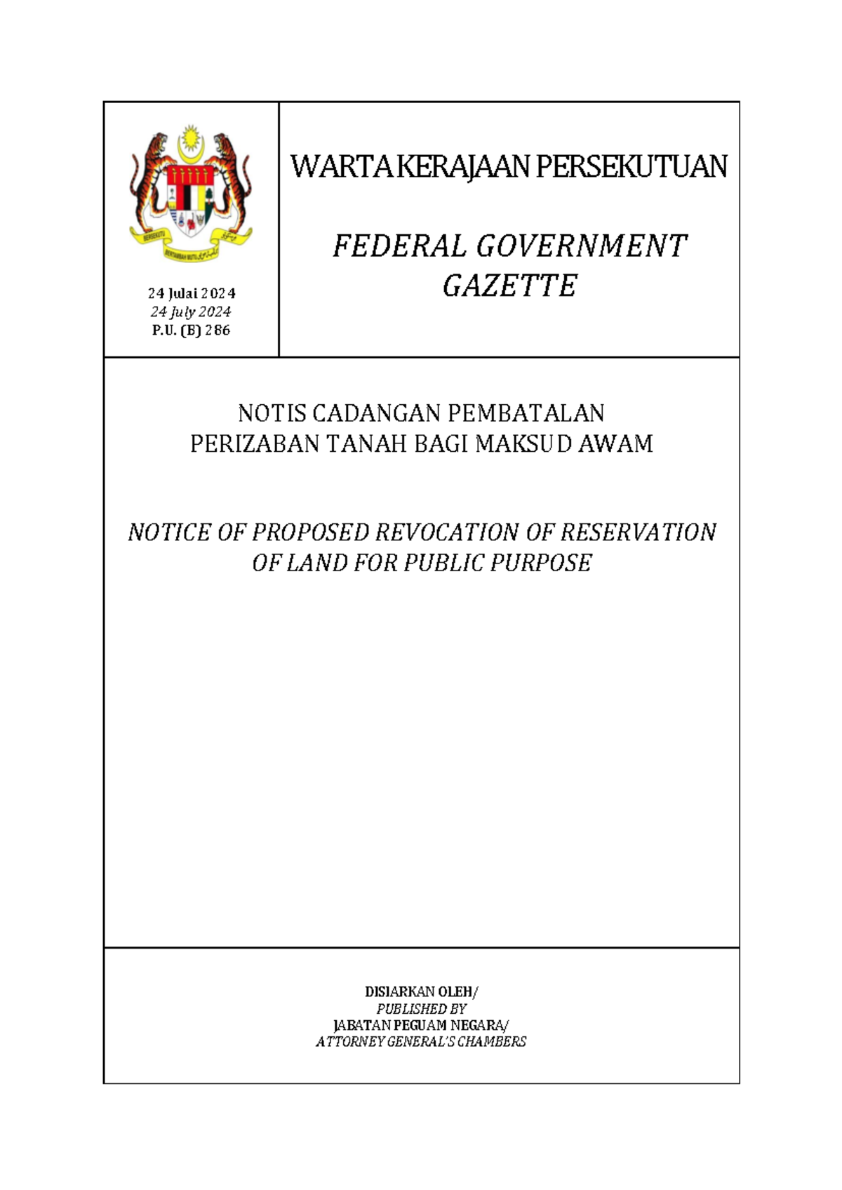 2. Notice OF Proposed Revocation OF Reservation OF LAND FOR Public ...