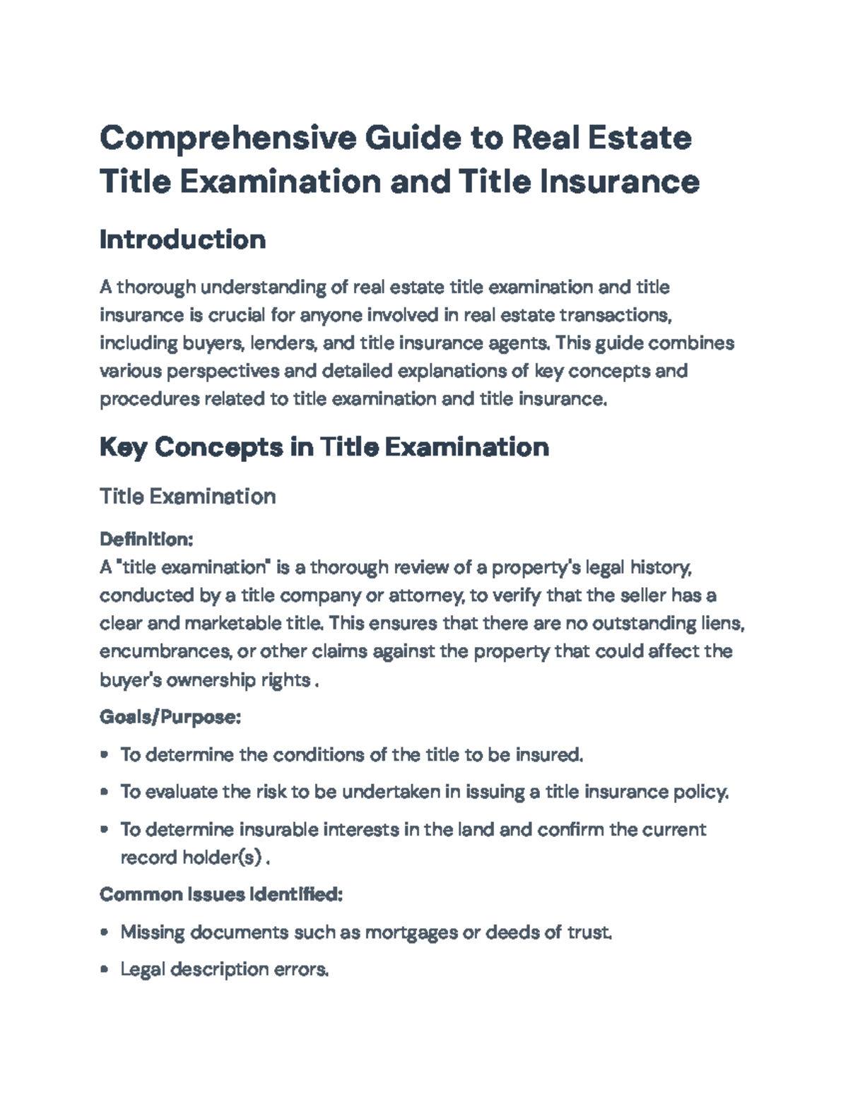 Comprehensive Guide to Title Examination and Insurance in Real Estate ...