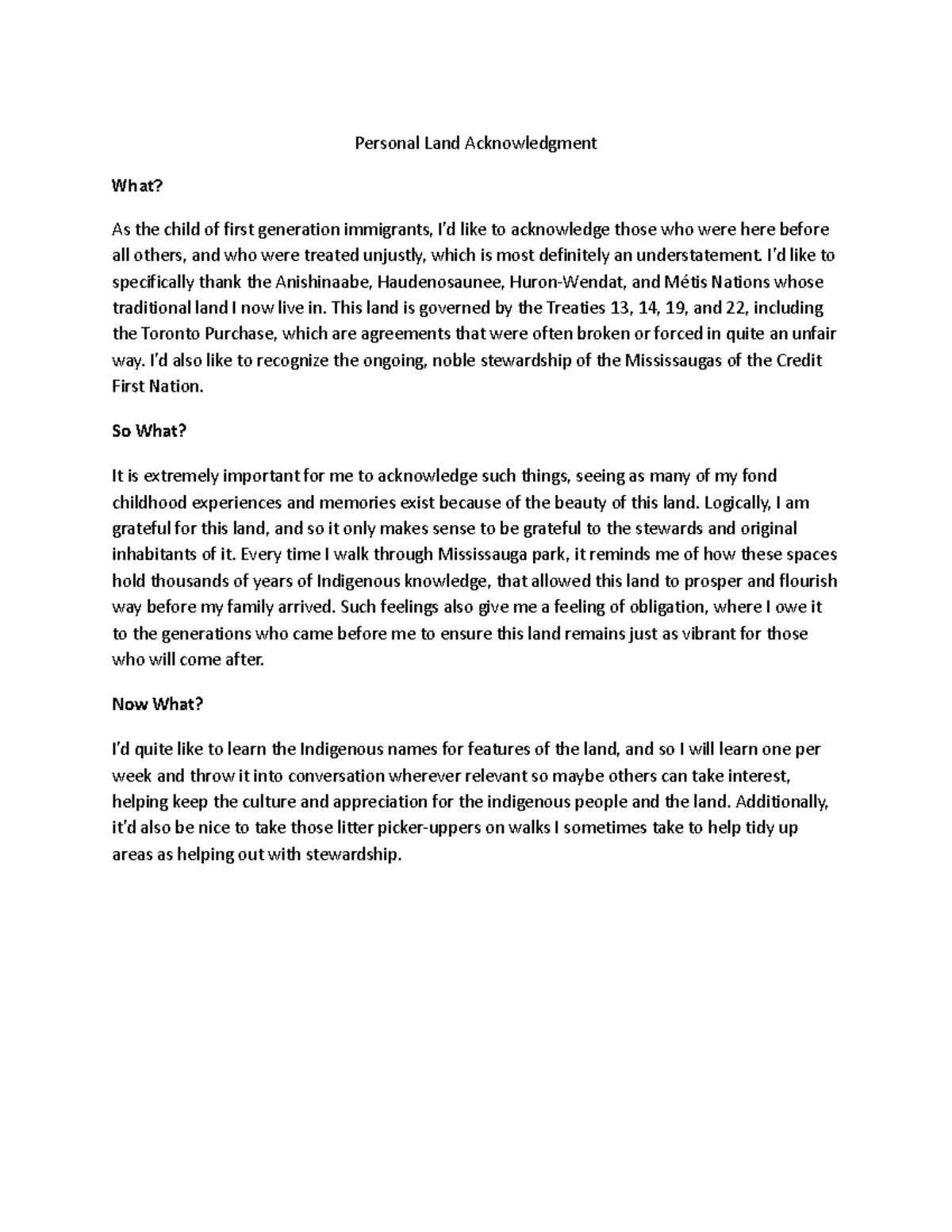 Land Acknowledgment Reflection: Understanding Our Shared History - Studocu