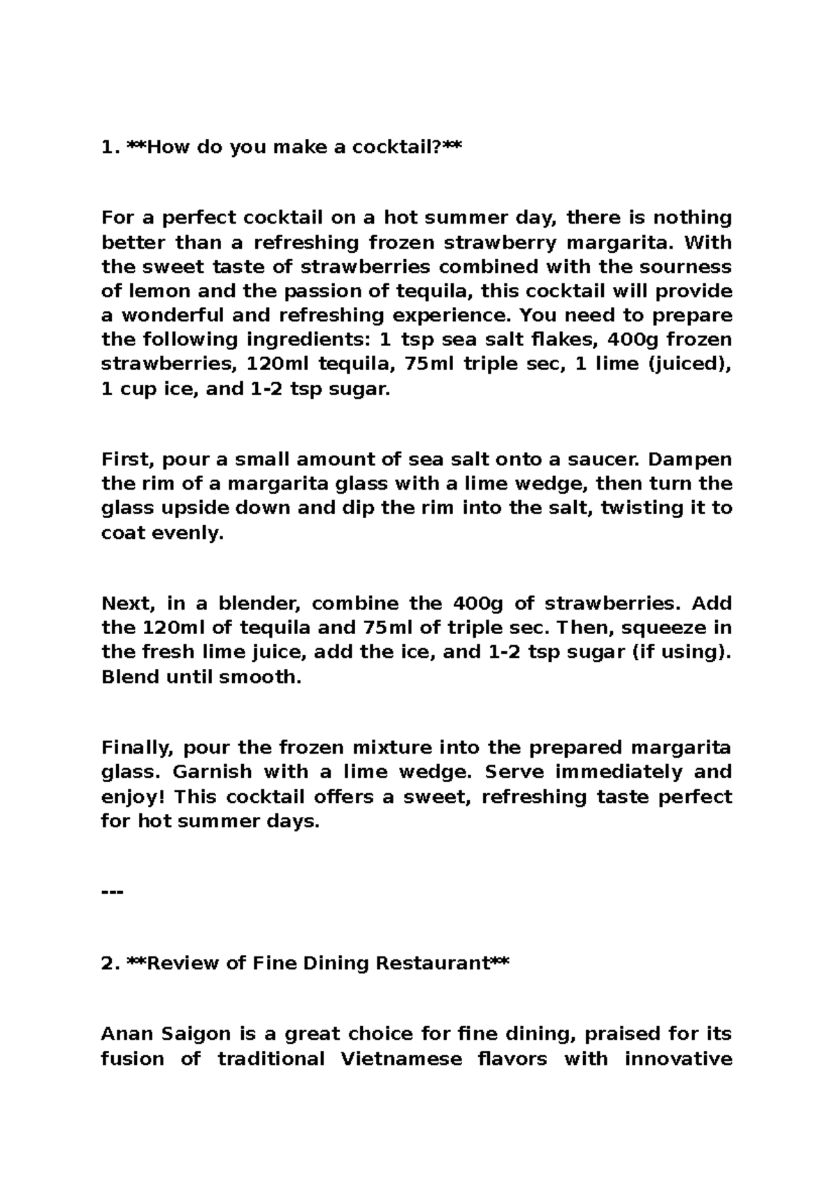 Writing avcn - How do you make a cocktail? For a perfect cocktail on a ...