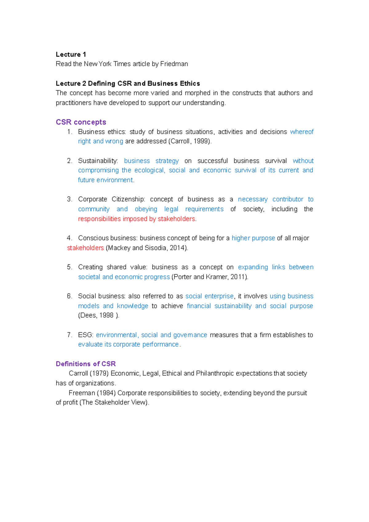 MCQ复习 - review - Lecture 1 Read the New York Times article by Friedman ...