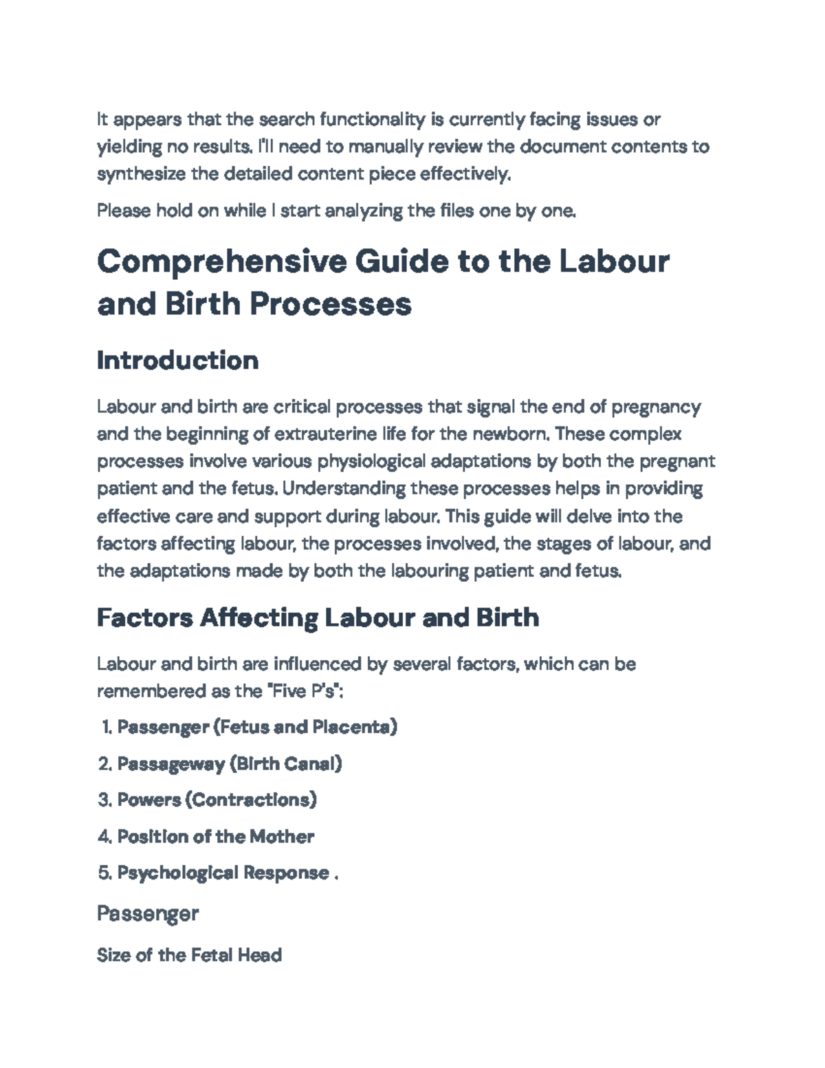 Comprehensive Guide to Labour and Birth Processes: Key Factors and ...