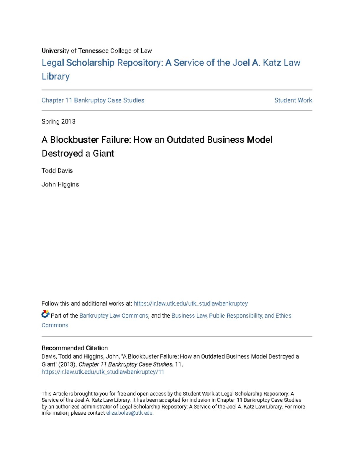 Chapter 11 Bankruptcy Case Study: The Fall of Blockbuster (2013) - Studocu