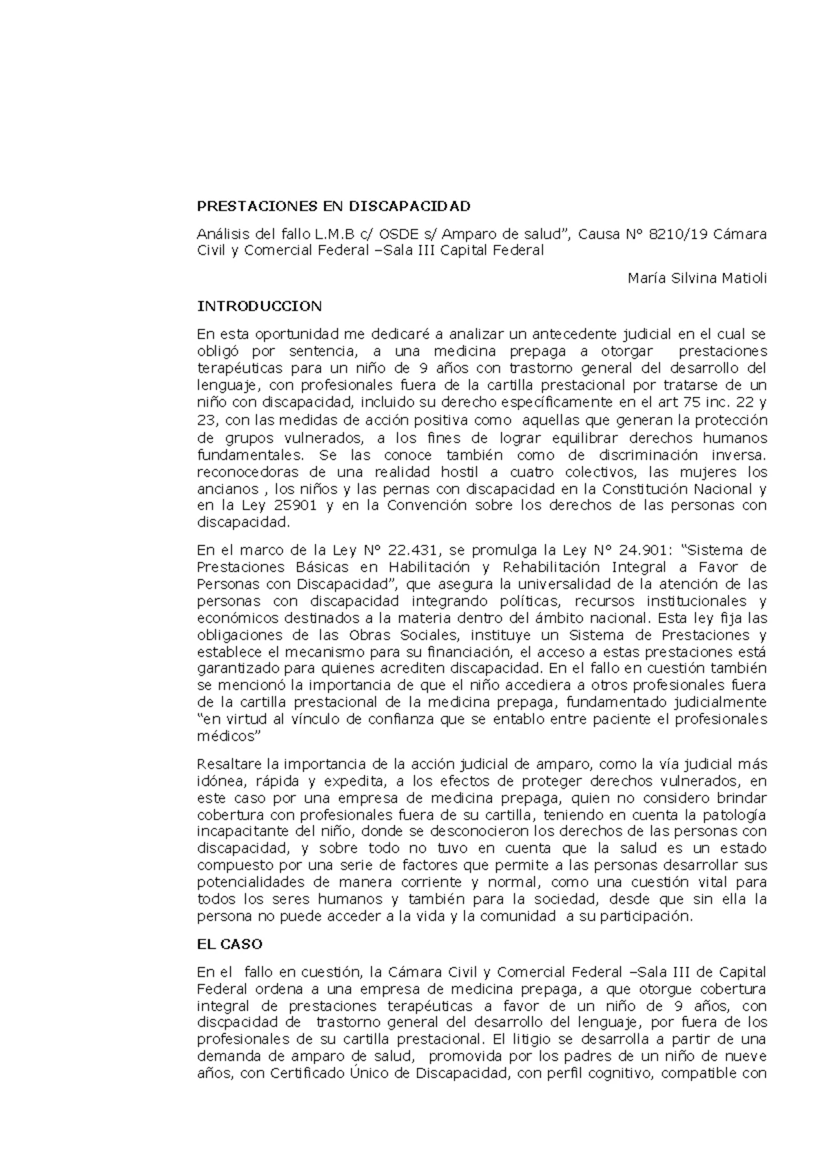 Análisis del Fallo N°3: Prestaciones en Salud para Mayores y ...